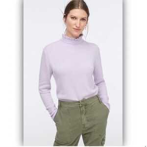 J. Crew Ruffle Neck Wool Blend Sweater Lavender Lilac Putple